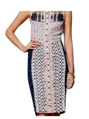 Beguile by Byron Lars Women's Knee Length Dress Size 4 Navy Blue Pink Spring